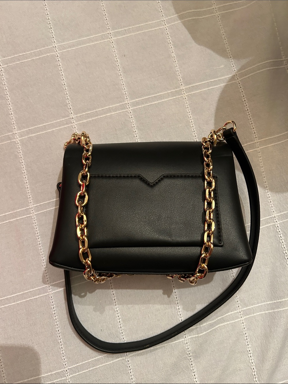 Michael Kors Black Leather Crossbody with Gold Chain - Picture 5 of 7